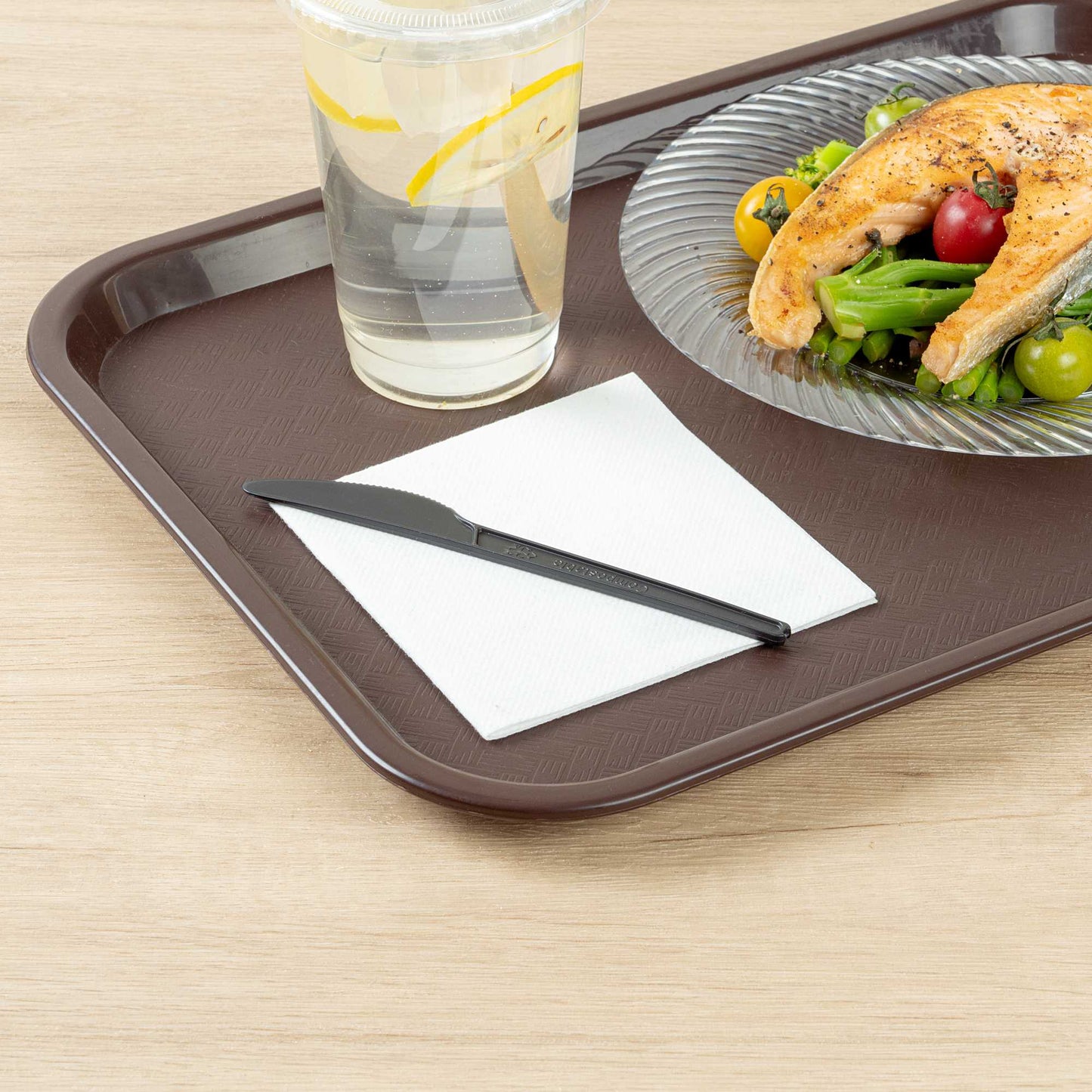 Basic Nature Black CPLA Plastic Knife - Heat-Resistant, Compostable - 6 1/2" x 1/2" - 250 count box