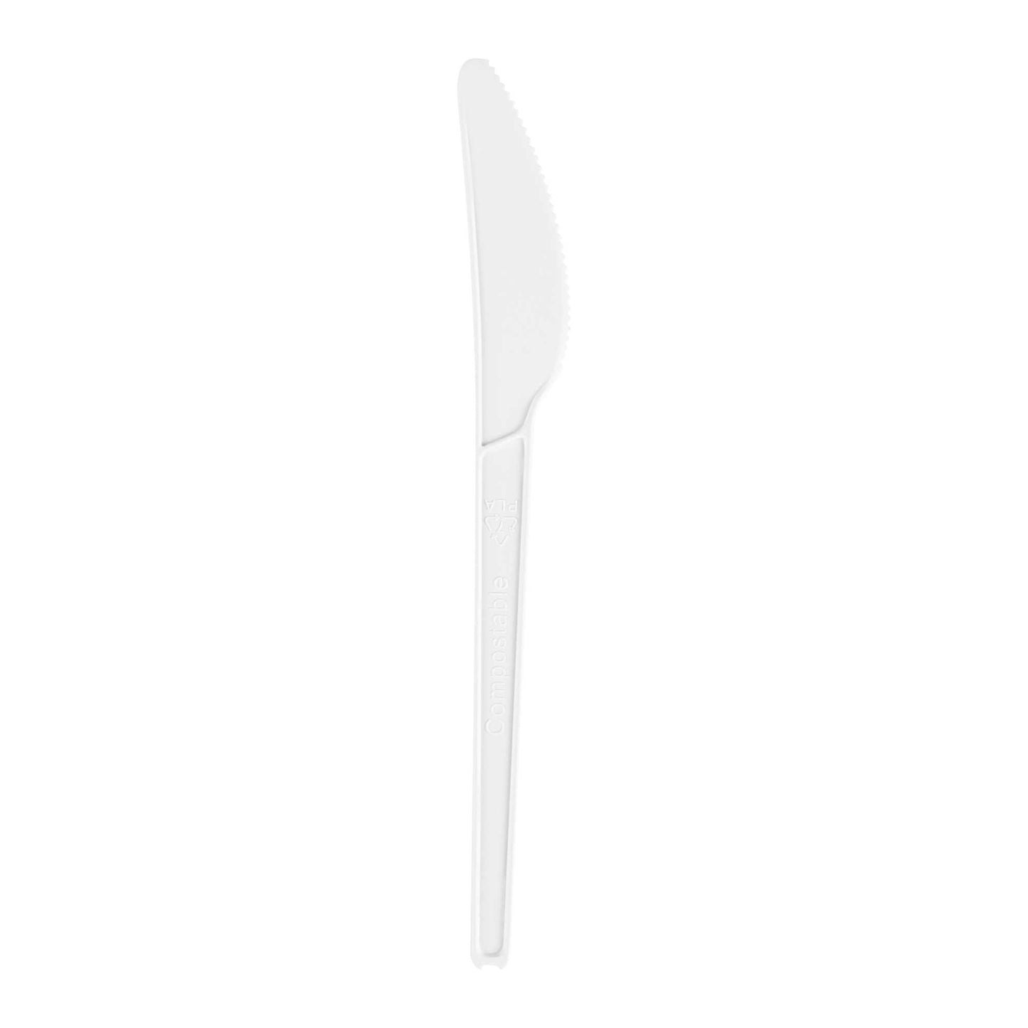 Basic Nature White CPLA Plastic Knife - Heat-Resistant, Compostable - 6 1/2" x 1/2" - 250 count box