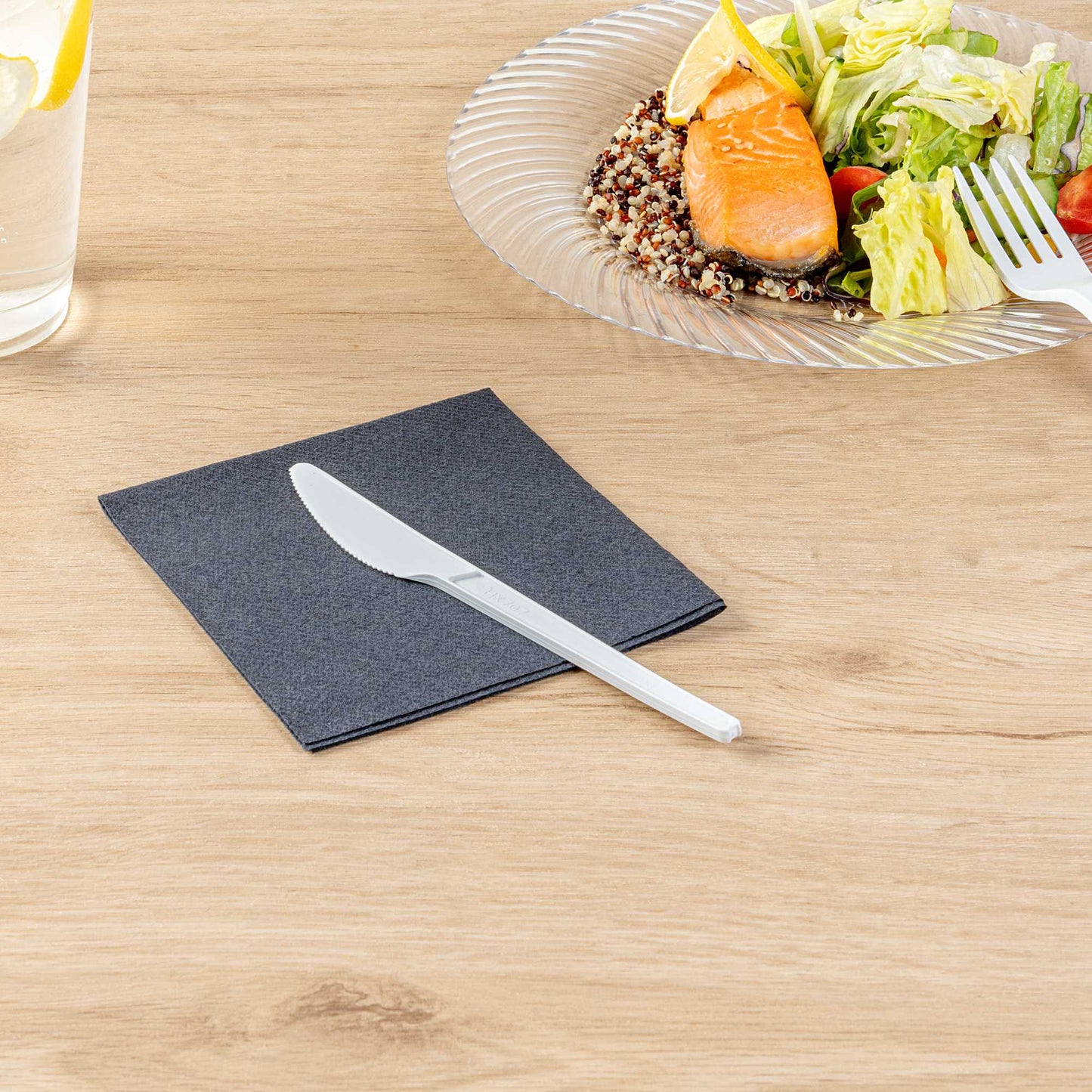 Basic Nature White CPLA Plastic Knife - Heat-Resistant, Compostable - 6 1/2" x 1/2" - 250 count box