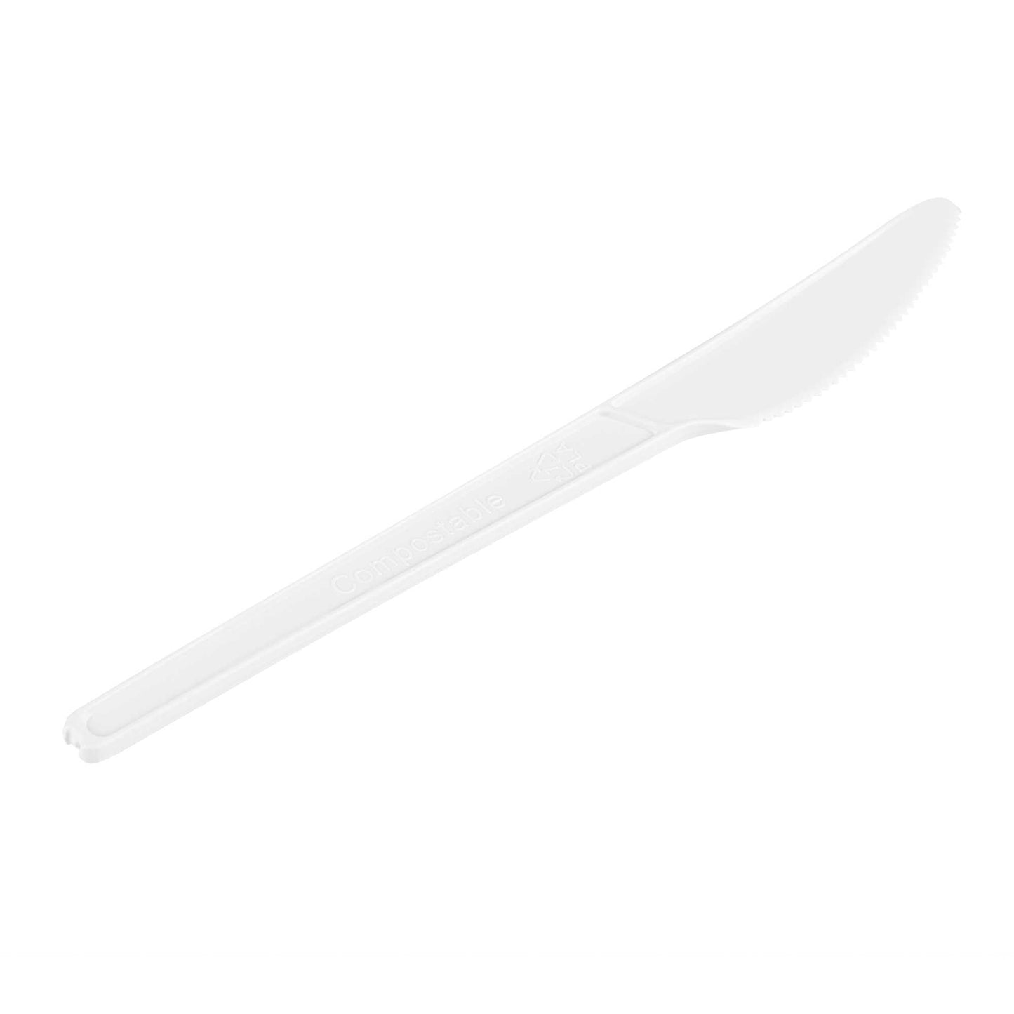 Basic Nature White CPLA Plastic Knife - Heat-Resistant, Compostable - 6 1/2" x 1/2" - 50 count box