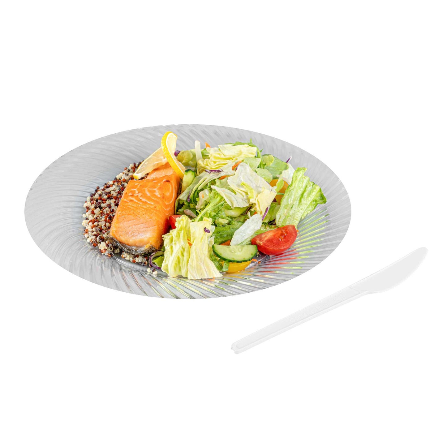 Basic Nature White CPLA Plastic Knife - Heat-Resistant, Compostable - 6 1/2" x 1/2" - 50 count box