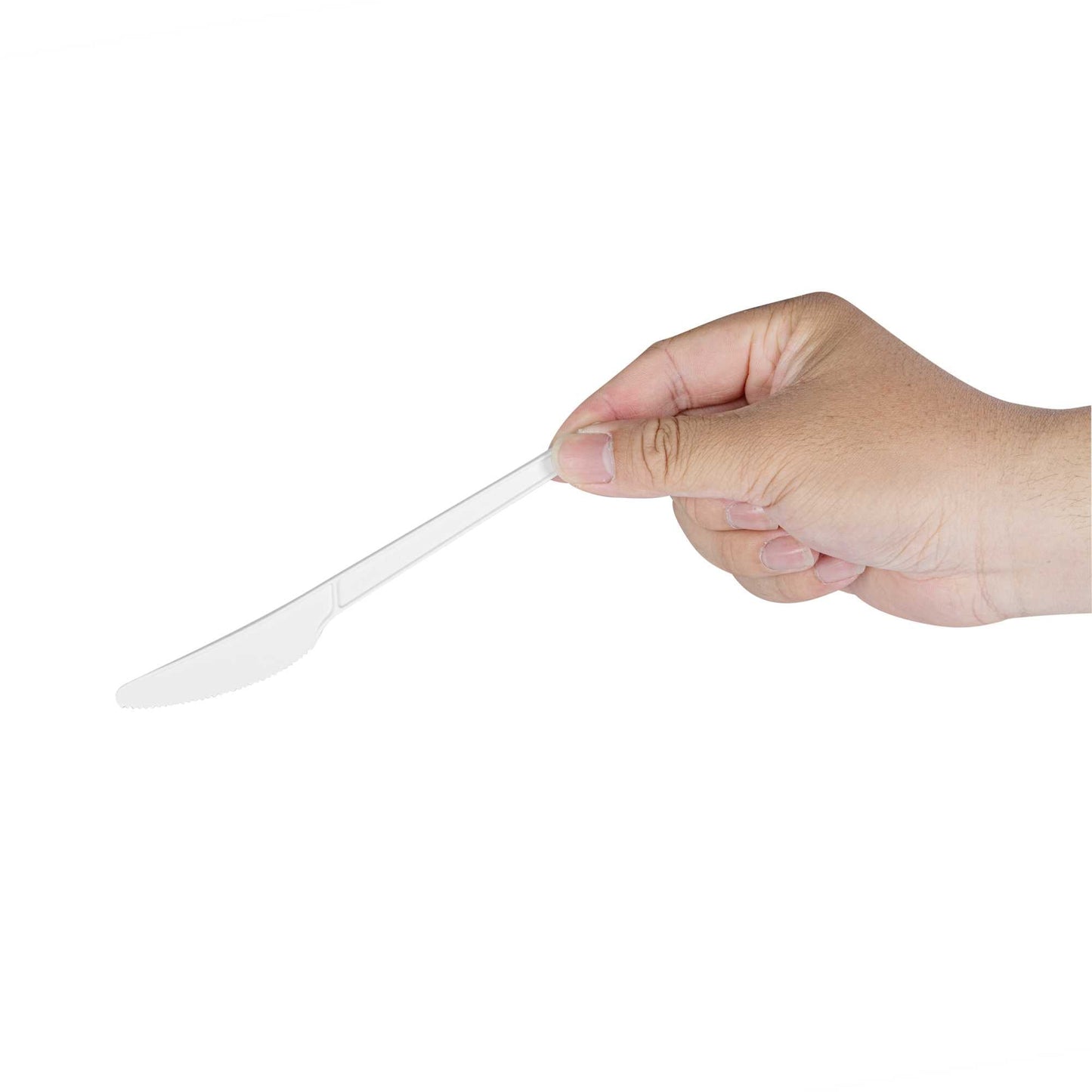 Basic Nature White CPLA Plastic Knife - Heat-Resistant, Compostable - 6 1/2" x 1/2" - 50 count box