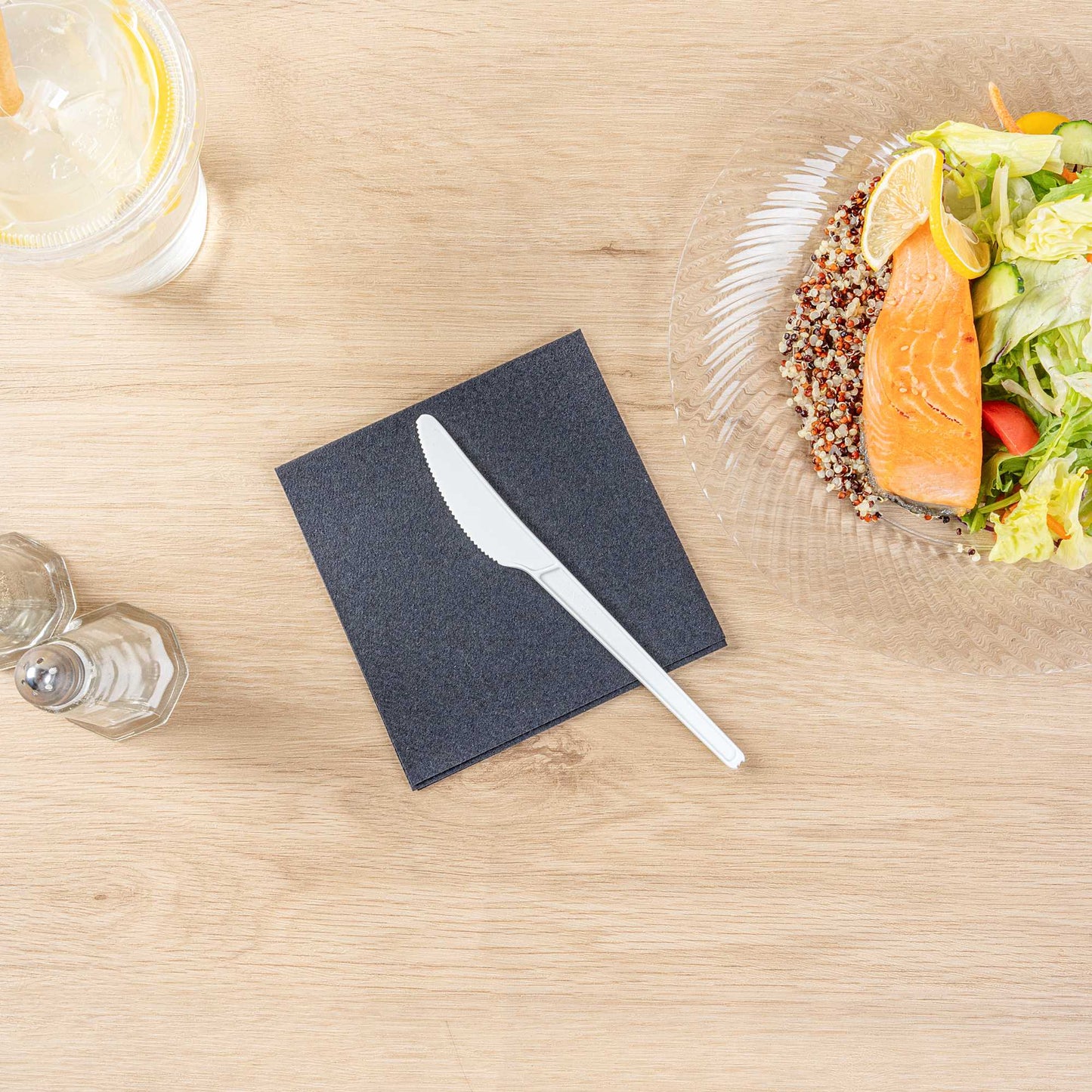 Basic Nature White CPLA Plastic Knife - Heat-Resistant, Compostable - 6 1/2" x 1/2" - 250 count box