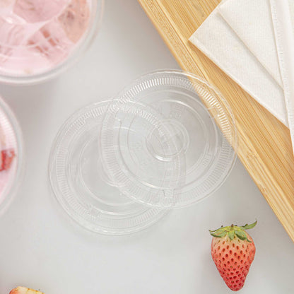Visage Clear Plastic Flat Straw Lid - Fits 16, 20 and 24 oz - 100 count box