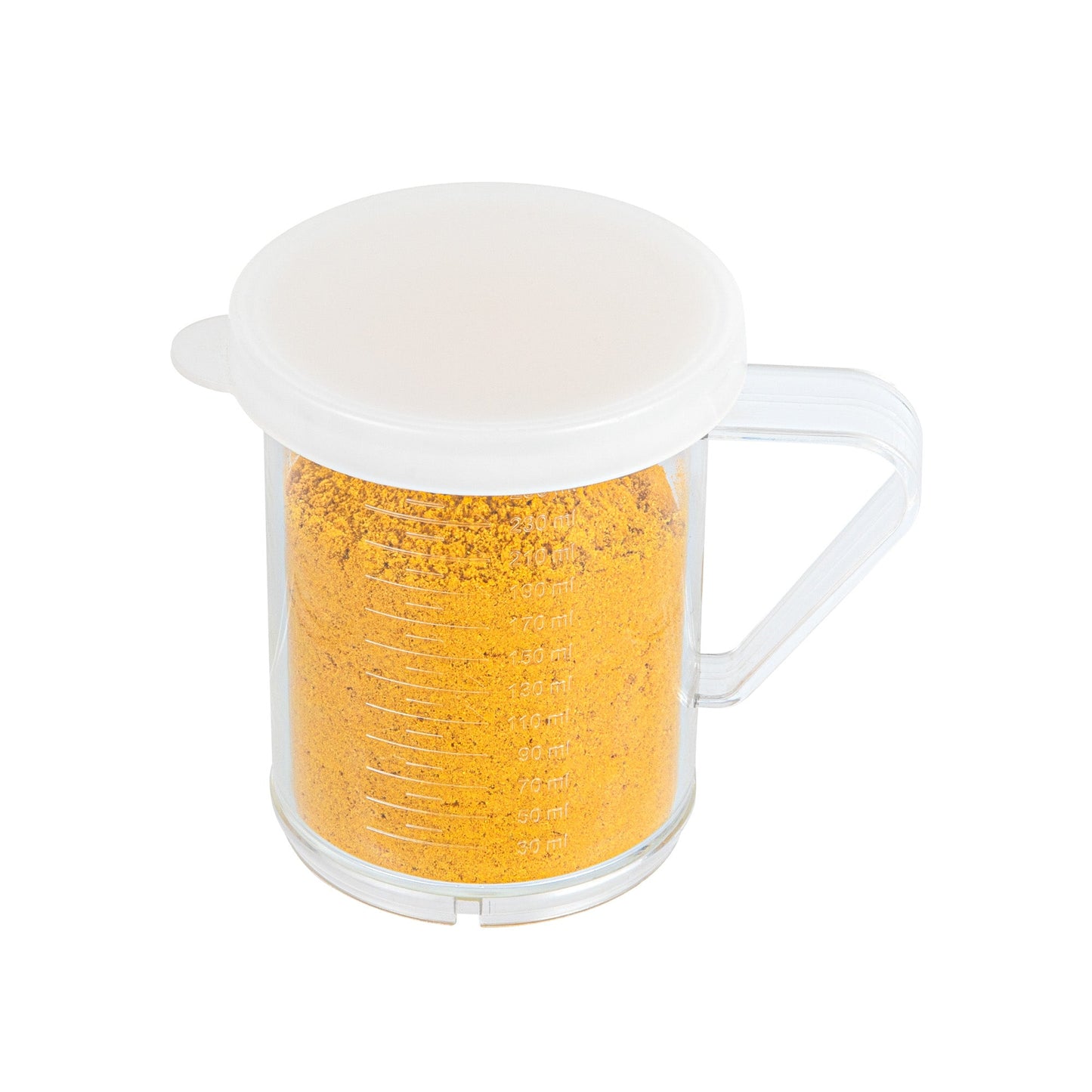 Chef 101 10 oz Clear Polycarbonate Dredge Spice Shaker - with White Solid Lid - 4 3/4" x 3 1/4" x 4" - 1 count box