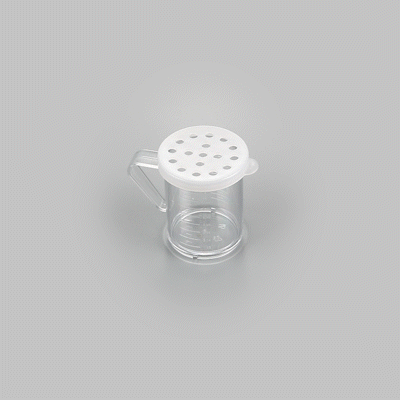 Chef 101 10 oz Clear Polycarbonate Dredge Spice Shaker - with White Extra Coarse Lid - 4 3/4" x 3 1/4" x 4" - 1 count box