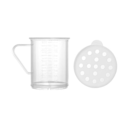 Chef 101 10 oz Clear Polycarbonate Dredge Spice Shaker - with White Extra Coarse Lid - 4 3/4" x 3 1/4" x 4" - 1 count box