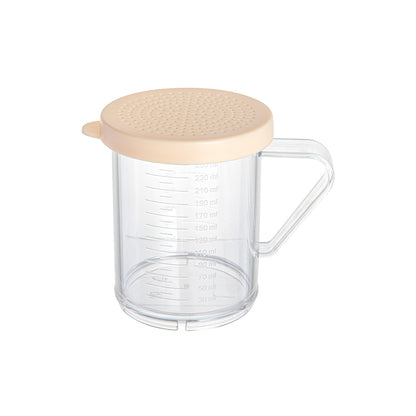 Chef 101 10 oz Clear Polycarbonate Dredge Spice Shaker - with Beige Fine Lid - 4 3/4" x 3 1/4" x 4" - 1 count box