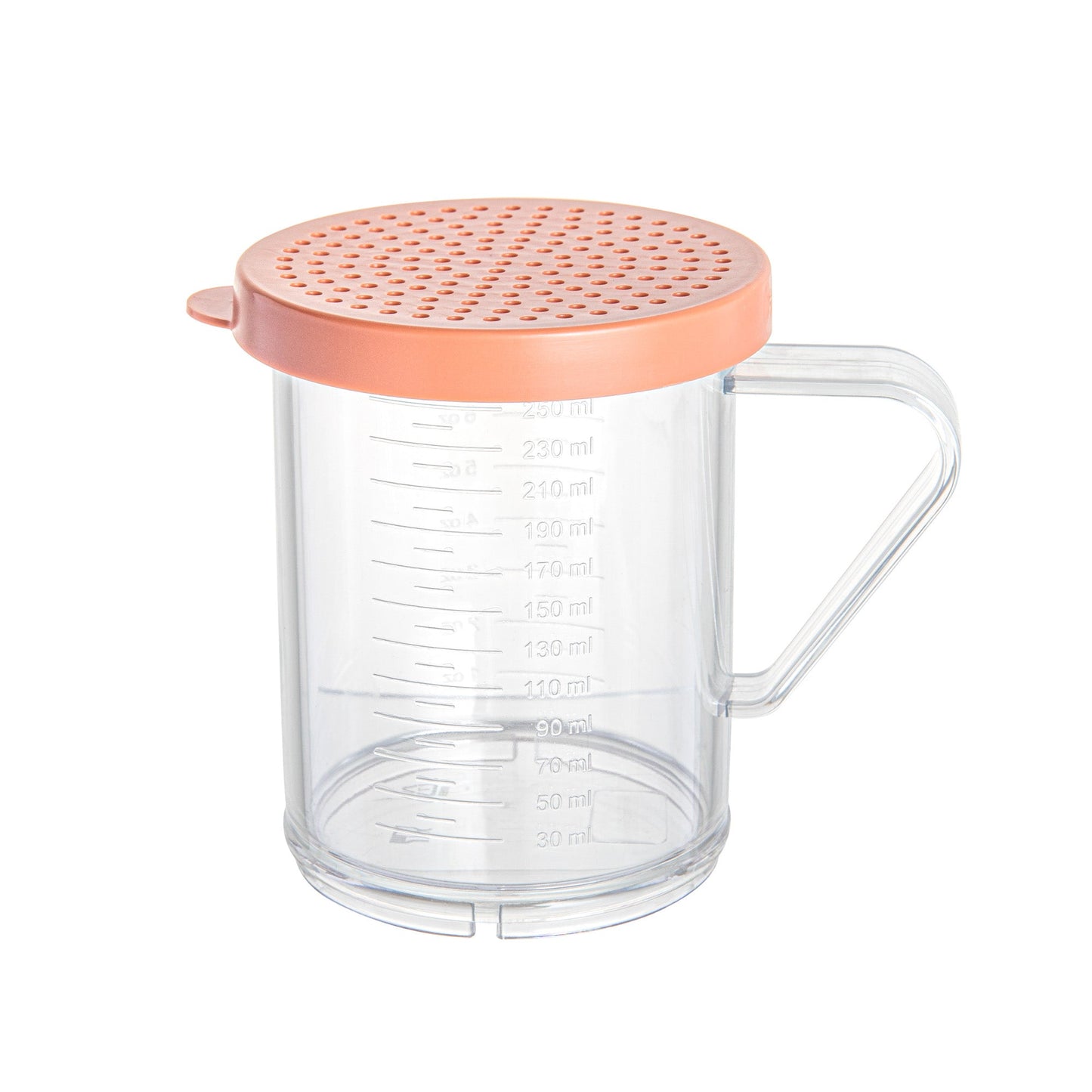 Chef 101 10 oz Clear Polycarbonate Dredge Spice Shaker - with Rose Medium Lid - 4 3/4" x 3 1/4" x 4" - 1 count box