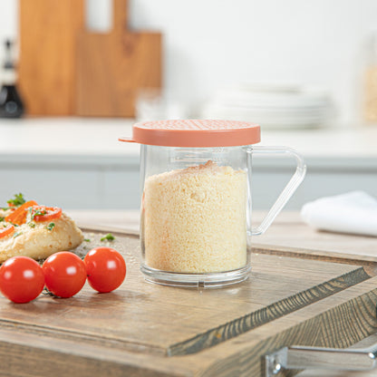 Chef 101 10 oz Clear Polycarbonate Dredge Spice Shaker - with Rose Medium Lid - 4 3/4" x 3 1/4" x 4" - 1 count box