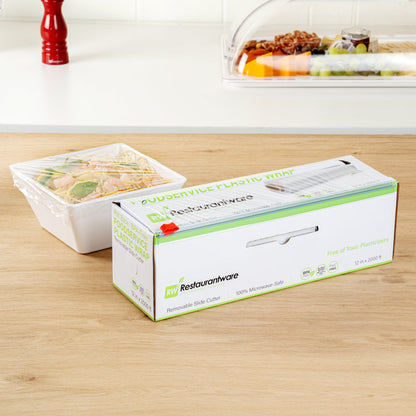 Chef 101 Clear Plastic Foodservice Food Wrap - BPA-Free, Microwave-Safe - 12" x 2000' - 1 count box