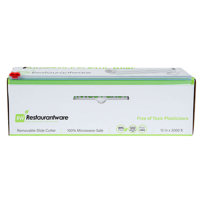 Chef 101 Clear Plastic Foodservice Food Wrap - BPA-Free, Microwave-Safe - 12" x 2000' - 1 count box