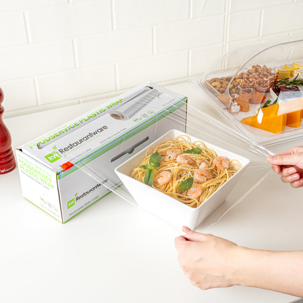 Chef 101 Clear Plastic Foodservice Food Wrap - BPA-Free, Microwave-Safe - 12" x 2000' - 1 count box