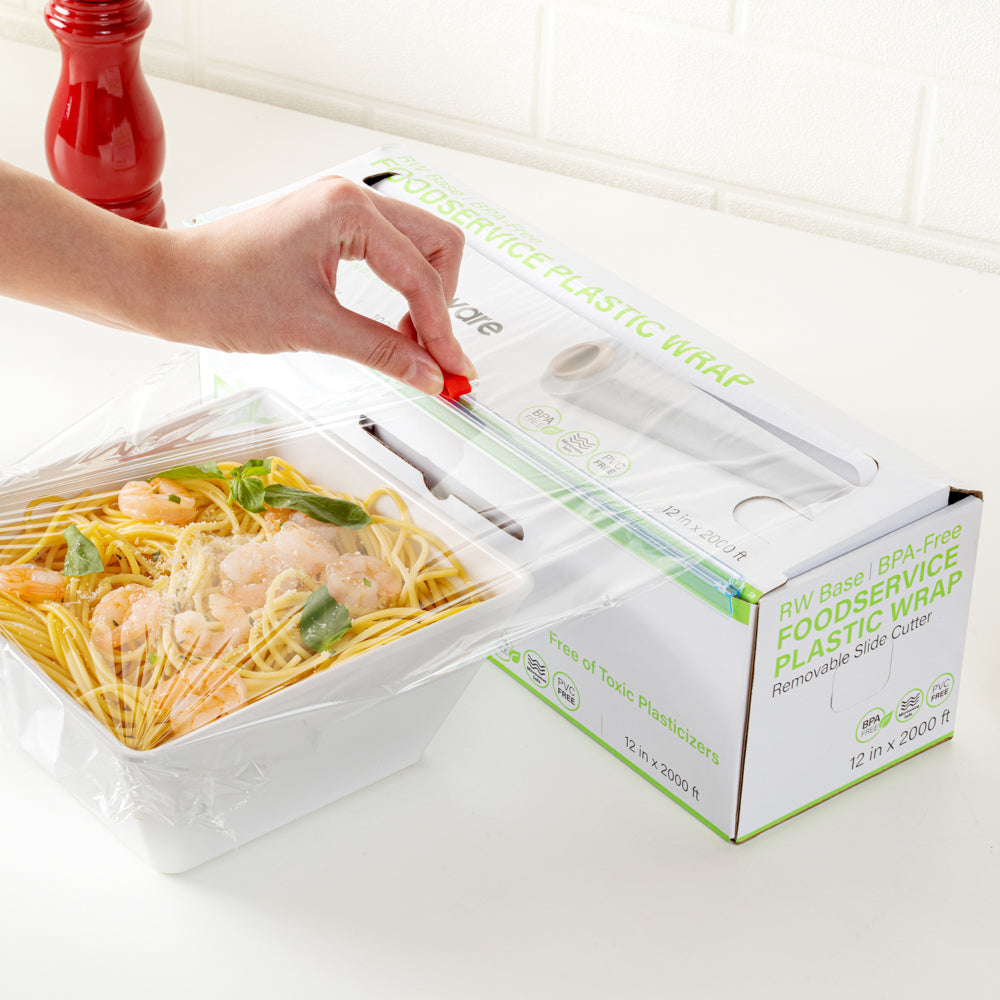 Chef 101 Clear Plastic Foodservice Food Wrap - BPA-Free, Microwave-Safe - 12" x 2000' - 1 count box