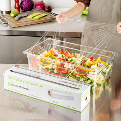 Chef 101 Clear Plastic Foodservice Food Wrap - BPA-Free, Microwave-Safe - 18" x 2000' - 1 count box