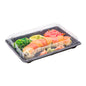 Roku Rectangle Black Plastic Extra Large Take Out Sushi Tray - with Clear Lid - 10 1/4" x 7 1/2" x 2" - 100 count box