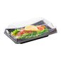Roku Black Plastic Short Take Out Sushi Container - with Clear Lid - 7 1/2" x 4 3/4" x 2" - 100 count box