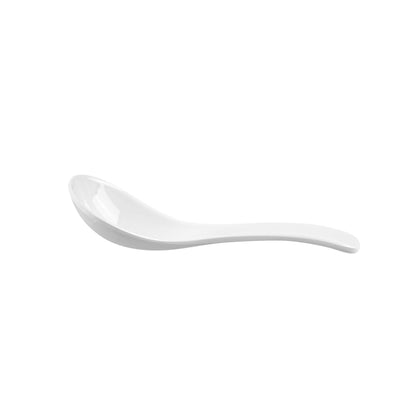 Voga 1 oz White Melamine Chinese Soup Spoon - Classic - 5" x 1 1/2" x 1" - 10 count box