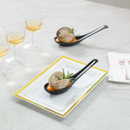 Voga 1 oz Black Melamine Tasting Spoon - Japonais, Curva - 5 3/4" x 1 1/2" x 1" - 10 count box