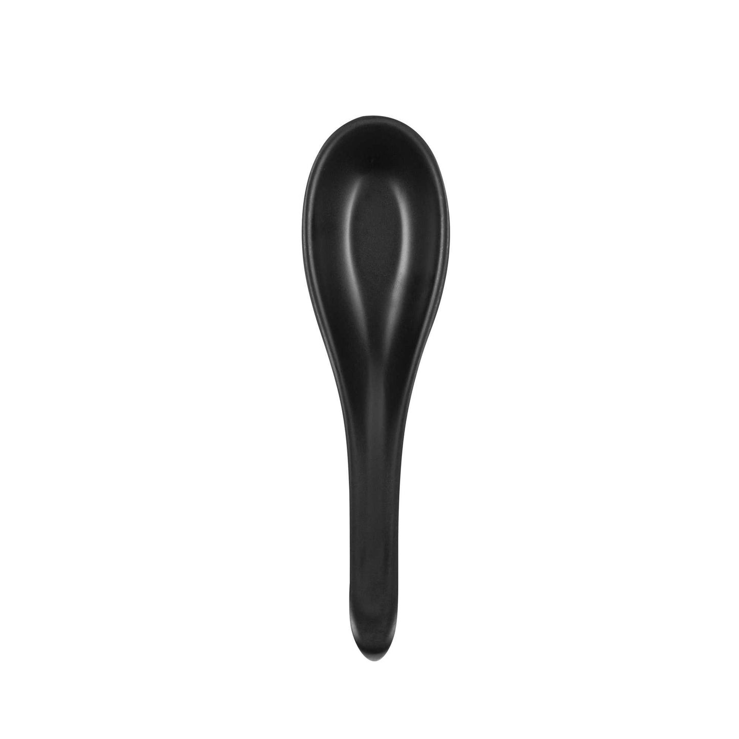 Voga 1 oz Black Melamine Tasting Spoon - Japonais, Curva - 5 3/4" x 1 1/2" x 1" - 10 count box