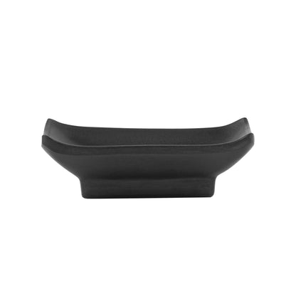 Voga 1 oz Rectangle Black Melamine Sauce Dish - Japonais - 4" x 2 1/2" x 1 1/4" - 10 count box