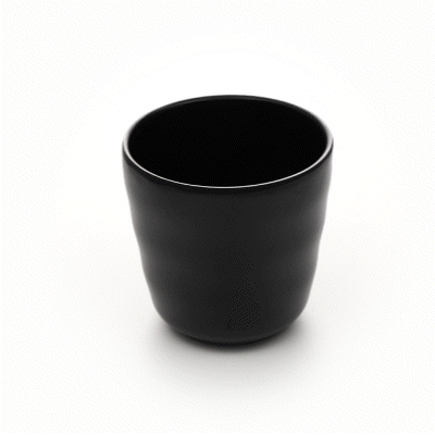 Voga 8 oz Black Melamine Tea Cup - Japonais - 3" x 3" x 3 1/4" - 10 count box