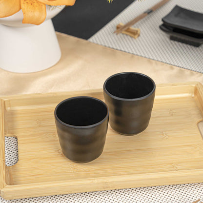 Voga 8 oz Black Melamine Tea Cup - Japonais - 3" x 3" x 3 1/4" - 10 count box