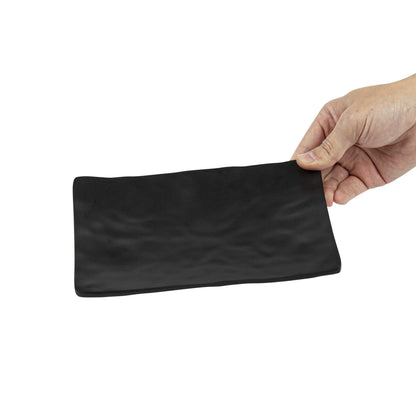 Voga Rectangle Black Melamine Small Plate - Japonais, Faux Slate - 7 3/4" x 5 1/2" - 4 count box