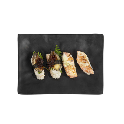 Voga Rectangle Black Melamine Small Plate - Japonais, Faux Slate - 7 3/4" x 5 1/2" - 4 count box
