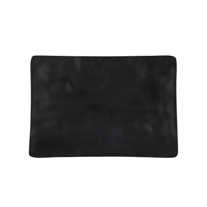 Voga Rectangle Black Melamine Small Plate - Japonais, Faux Slate - 7 3/4" x 5 1/2" - 4 count box