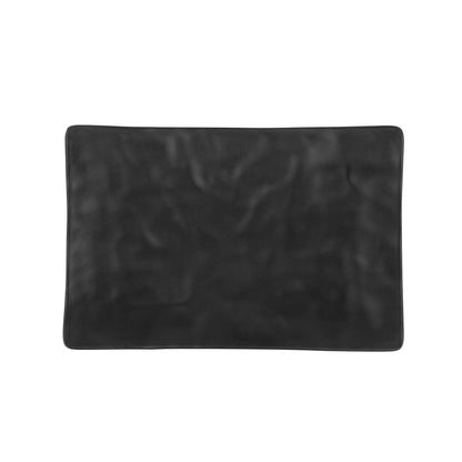 Voga Rectangle Black Melamine Medium Plate - Japonais , Faux Slate - 9 3/4" x 6 3/4" - 4 count box