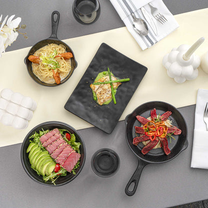 Voga Rectangle Black Melamine Medium Plate - Japonais , Faux Slate - 9 3/4" x 6 3/4" - 4 count box