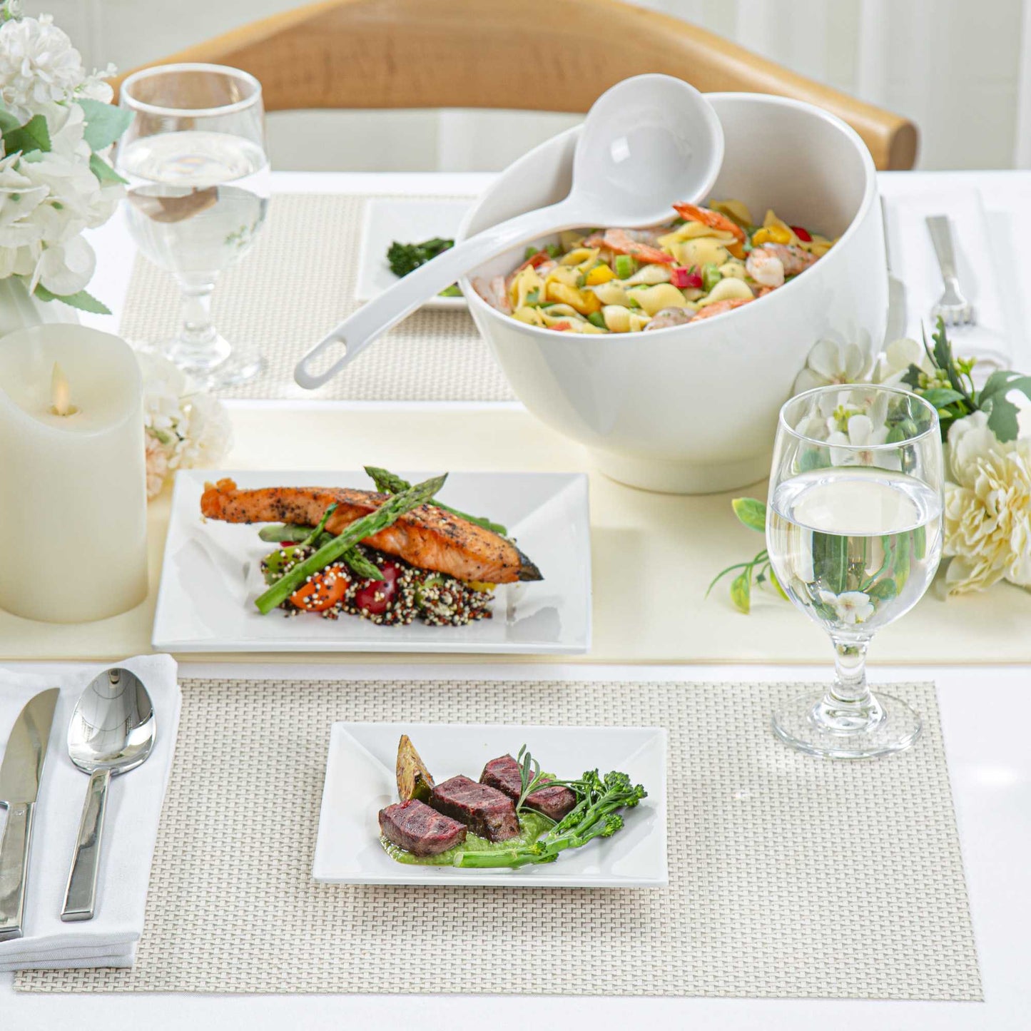 Voga Square White Melamine Small Plate - Classic - 6" x 6" x 3/4" - 4 count box