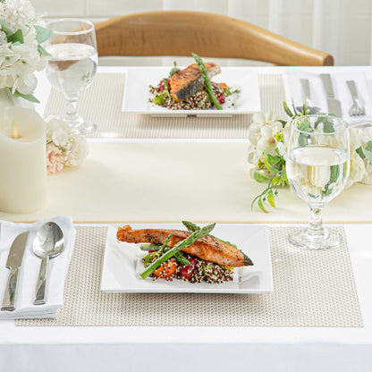 Voga Square White Melamine Medium Plate - Classic - 8" x 8" x 1" - 4 count box