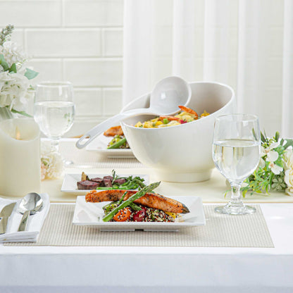 Voga Square White Melamine Medium Plate - Classic - 8" x 8" x 1" - 4 count box