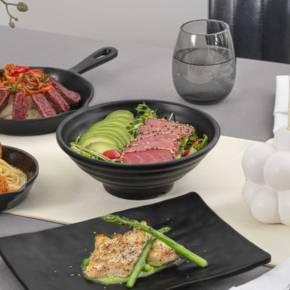 Voga 27 oz Round Black Melamine Large Bowl - Japonais, Faux Stone - 7 3/4" x 7 3/4" x 3" - 2 count box