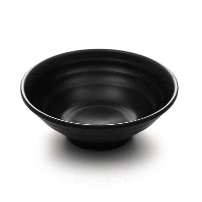 Voga 42 oz Round Black Melamine Extra Large Bowl - Japonais, Faux Stone - 8 3/4" x 8 3/4" x 3 1/4" - 2 count box