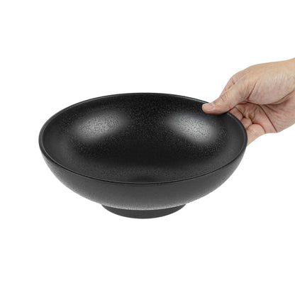 Voga 27 oz Black Melamine Large Bowl - Japonais, Faux Stone, Speckled - 9" x 9" x 2 1/2" - 2 count box