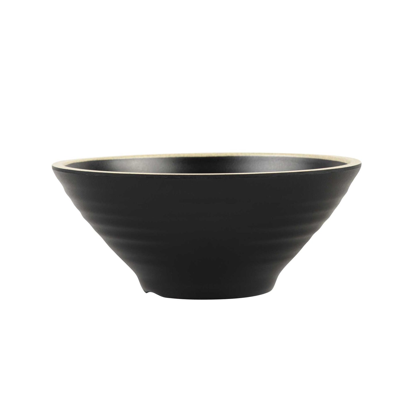 Voga 53 oz Black Melamine Rippled Bowl - Japonais, Faux Granite Rim - 7 1/4" x 7 1/4" x 3" - 2 count box