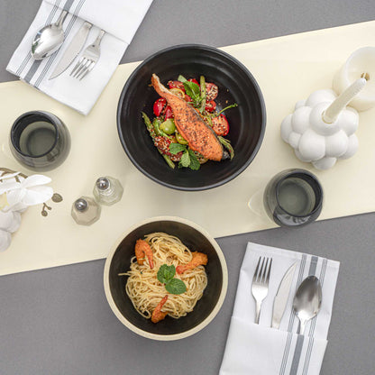 Voga 53 oz Black Melamine Rippled Bowl - Japonais, Faux Granite Rim - 7 1/4" x 7 1/4" x 3" - 2 count box