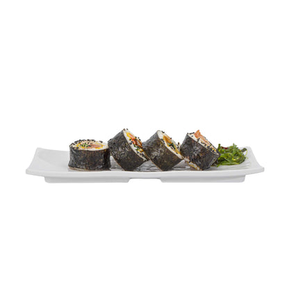 Voga Rectangle White Melamine Plate - Japonais - 10 1/2" x 4 1/2" x 1" - 2 count box