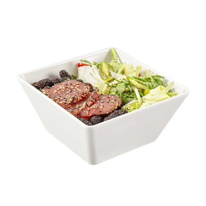 Voga 45 oz Square White Melamine Serving Bowl - Classic - 7" x 7" x 3 1/4" - 10 count box