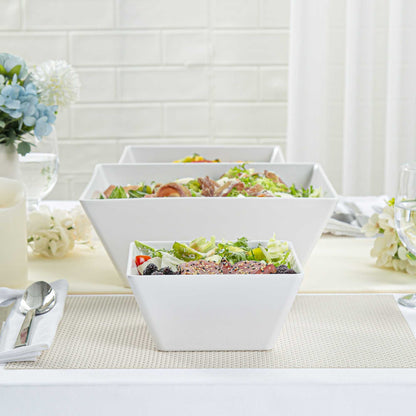 Voga 45 oz Square White Melamine Serving Bowl - Classic - 7" x 7" x 3 1/4" - 10 count box