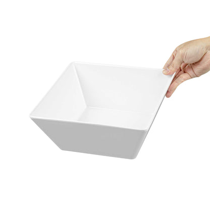Voga 96 oz Square White Melamine Serving Bowl - Classic - 9 1/2" x 9 1/2" x 4" - 6 count box