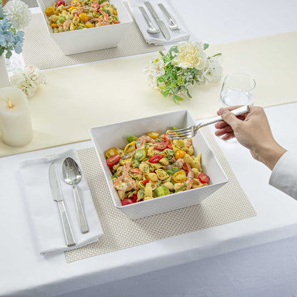 Voga 96 oz Square White Melamine Serving Bowl - Classic - 9 1/2" x 9 1/2" x 4" - 6 count box