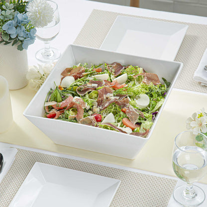 Voga 180 oz Square White Melamine Serving Bowl - Classic - 11 3/4" x 11 3/4" x 4 1/2" - 2 count box
