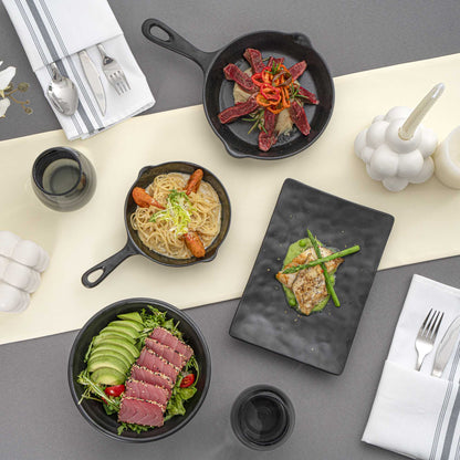 Voga 12 oz Black Melamine Serving Dish with Handle - Faux Cast Iron - 10" x 6 3/4" x 1 1/4" - 6 count box