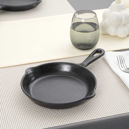 Voga 16 oz Black Melamine Serving Dish with Handle - Faux Cast Iron - 13" x 8 3/4" x 1 1/2" - 6 count box