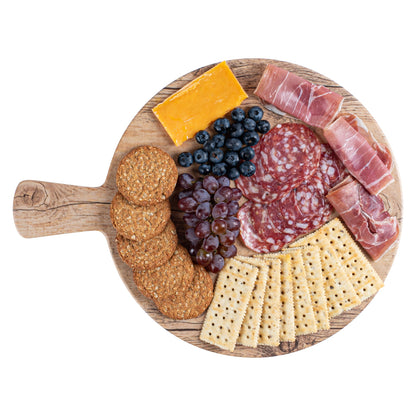 Voga Countryside Round Brown Melamine Serving Board - Faux Wood, with Handle - 16 1/2" x 12 1/2" x 1/2" - 1 count box