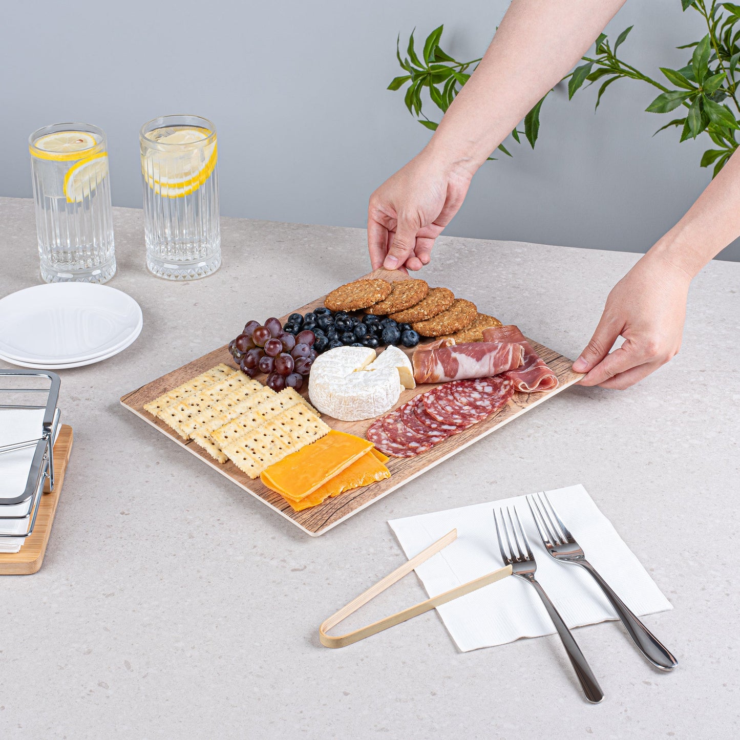 Voga Countryside Brown Melamine Serving Board - Faux Wood - 12 1/2" x 10 1/4" x 1/2" - 1 count box